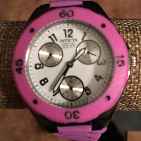 INVICTA PRE-LOVED AUTHENTIC “ANGEL LADY” STAINLESS STEEL SILICONE STRAP WATCH - Picture 1 of 8